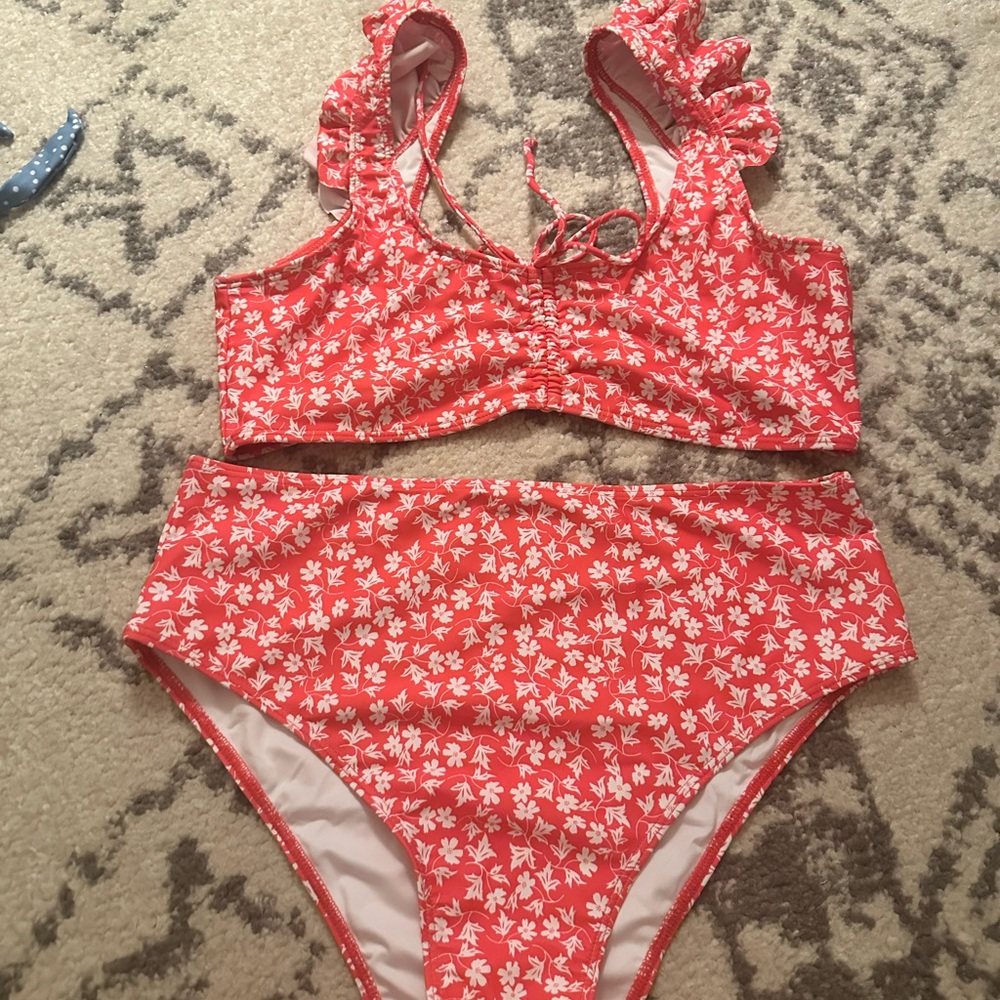 Pink lily bathing suit